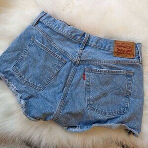 Levi's 501 high-rise 100% cotton rigid denim distressed cut off jean shorts 29